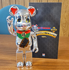 Medicom Toy Be@rbrick Maneki Neko Good Luck Silver Plated Luminous 400% picture