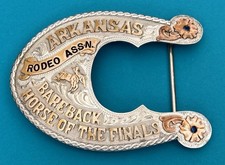 Vintage Arkansas Rodeo Assoc. Bareback Horse of the Finals Trophy Belt Buckle picture