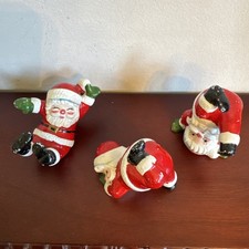 Vintage J.S.N.Y Taiwan Figurines Tumbling Santa Claus Set of 3 Christmas picture