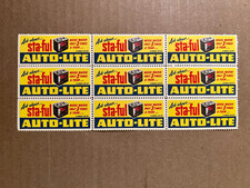 Auto-Lite Sta-ful Battery Advertising Stickers Block of 9 Circa 1950's NR/MT picture