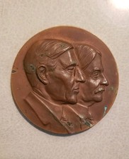RARE 1913 PRESIDENT WOODROW WILSON - THOMAS MARSHALL INAUGURATION BRONZE MEDAL picture