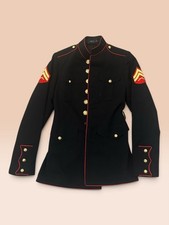 USMC Marine Corps Dress Blue Alpha Jacket Coat Gabardine Sergeant Rank Read picture