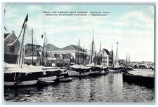 c1940's Fruit and Fishing Boat Market Curacao N.W.I. Vintage Posted Postcard picture