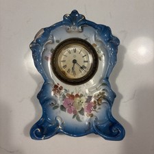 Antique Ansonia Royal Bonn Blue Porcelain Clock Actor - Germany  picture