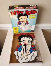 ATA BOY Brand Betty Boop Pendulum Clock Swinging Legs Vintage Works w/ Box picture