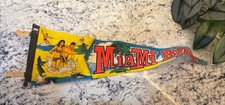 Vintage 1970s Miami Beach Florida Pennant Golf Marlin Bathing Suit Fishing Flag picture