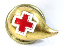 Vintage American Red Cross Blood Donor Lapel Pin Ballou B Hallmark Gold Tone picture