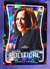 Kamala Harris ➠ serial #'d / 5 BLACK CRYSTAL ICE REFRACTOR ✦ 2020 Leaf Metal picture