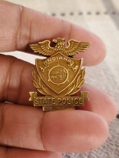 RARE Indiana State Police 12K Gold Filled Screwback Cap Pin picture