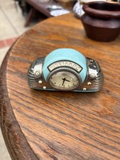 Vintage Mid-Century Retro Car Dashboard Style Desk Clock – Aqua Blue & Chrome picture