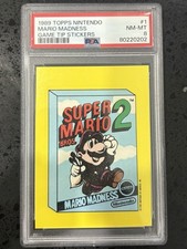 1989 Topps Nintendo Game Tip Stickers #1 Mario Madness PSA 8 picture