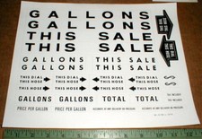 original Gasoline Gas pump face plate decal stickers restoration vtg NOS New  picture