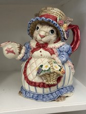 Vintage 1992 Fitz & Floyd Bunny Bonnet Hill Rabbit Pitcher 1 3/4 Qt Taiwan picture