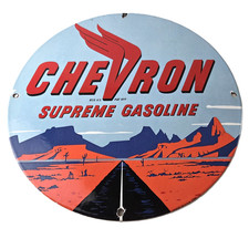 Vintage Chevron Gasoline Sign - Supreme Gas Pump Service Porcelain Sign picture