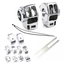 Chrome Switch Housings Caps Set Compatible with Harley Davidson Electra Glide Ro picture