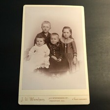 Antique Cabinet Card Photograph Dan Garber Children Family Freeport, IL Name picture