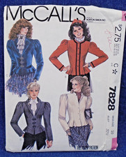 Vintage 80s McCalls Pattern 7828 Misses Fitted Peplum Jackets Sz 10 32.5