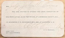 1894 Native American Chief Two Sticks Deadwood Execution Invitation Judge Burns picture