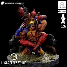 1:6 Deadpool vs Wolverine Marvel Fan Art UNPAINTED Resin Diorama Garage Kit picture