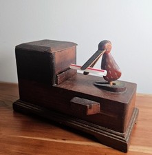 RARE Vintage Handmade Folk Art/ TRAMP ART Mechanical Cigarette Dispenser  picture
