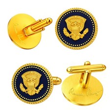 President Ronald Reagan VVIP Cuff Links Blue Cobalt 24k Gold-plated picture