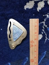 Vintage 1992 BRASS Gold Tone NINA GELARDI Designer Triangle Belt Buckle 4.5