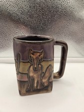 Mara of Mexico Pottery Mug Southwest Design Coyote Saguaro Adobe Village picture