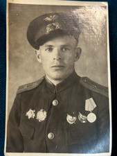 soviet photo military pilot war hero with USSR awards WWII young guy awards picture