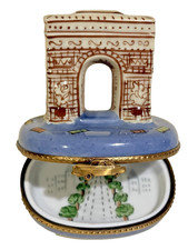 LIMOGES PEINT MAIN Trinket Box-PARIS Landmark ARC de TRIOMPHE-Artist Signed LD picture