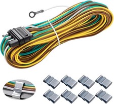 23ft Trailer Light Wiring Harness Kit 4 Pin Flat With 18 Gauge White Ground Wire picture
