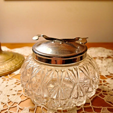 Vintage Glass Sugar Cube Holder/Pincher Lid picture