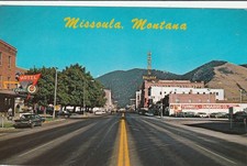 Missoula Montana, Greetings, Street scene College Vintage Souvenir Postcard picture