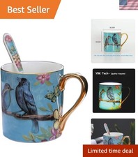 Stylish 12oz Bone China Tea Mug with Birds Design – Ideal Gift for Loved Ones picture