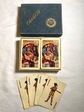 Vtg Set 2 Complete Decks Canasta Playing Cards Mexico Illustrated Ramon Barros picture