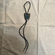 Large Vintage Zuni sterling silver  Bolo by Effie  Calavaza picture