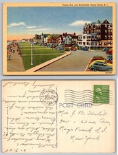 Ocean Grove New Jersey Ocean Avenue Boardwalk Buildings Cars Curteich Postcard picture