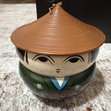 Vintage Japanese Kokeshi Lacquerware Stacking Bento Candy Bowl Tiered Jubako picture