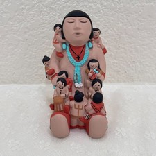 Vintage 1986 Teissedre Signed Native American Storyteller Children Figurine 6