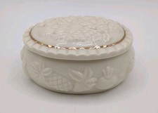 Vintage 1998 Lenox Porcelain Trinket Box W/Lid Oval Shaped W/Gold Trim picture