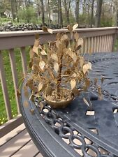 Vintage Twisted Wire Brass Golden Leaves Dream Luck Money Tree 8” Prosperity picture