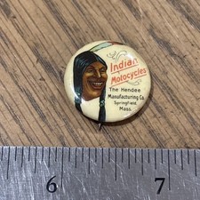 Rare Early Hendee Mfg. Indian Motorcycle Advertising Pinback Button Whitehead Ho picture