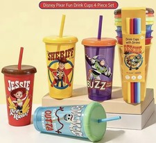 Disney Pixar Toy Story 5 | MINISO Reusable Kids x4 Cups w/ Lids & Straws Sealed picture