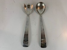 Vintage Three Crown Silversmiths Silverplate Fork & Spoon Salad Serving Set picture