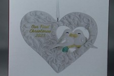Hallmark 'Our First Christmas' 2023 Porcelain Heart Ornament New In Box picture