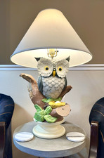 RARE Vintage 1980 Calif Originals Owl Lamp Chalkware Apsit Brothers Mid Century picture