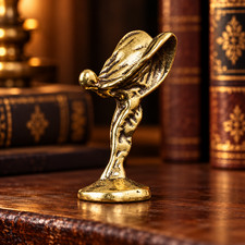 Solid Vintage Brass Elegant Spirit of Ecstasy Statue Ornament Rolls Royce Decor picture