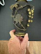 Matching pair of authentic antique Japanese metal vases - Meiji period picture